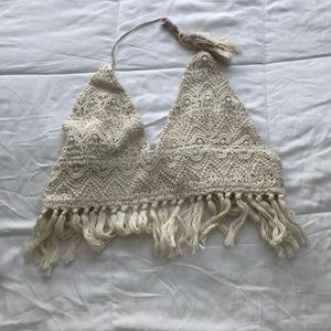Crochet Crop Top with Fringe
